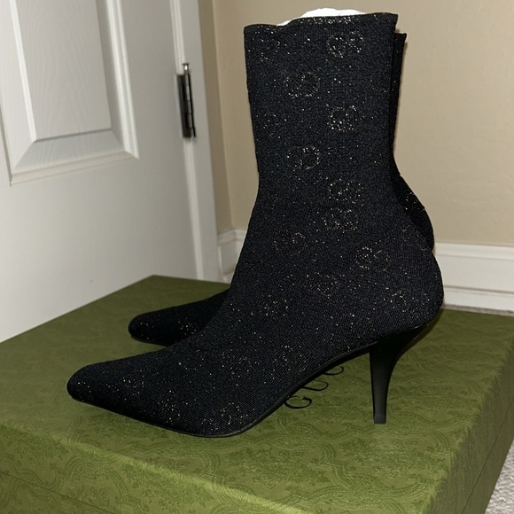 Brand New Gucci GG Knit Lame Jersey Boots Booties (NWT) - Picture 1 of 10